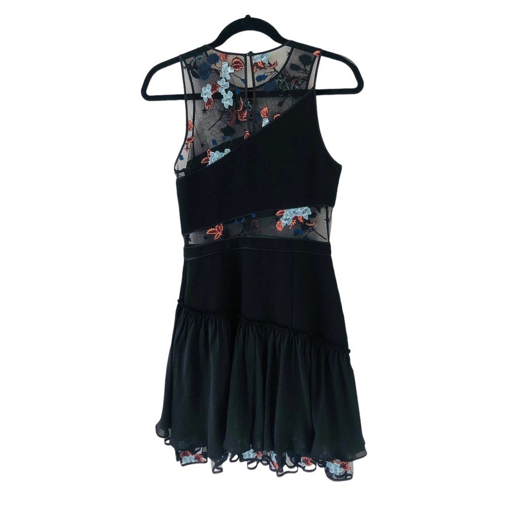 5 a 7 Cinq a Sept Aquarius Designer Embroidered Mesh Ruffle Hem Dress $450 Sz 6 - Picture 6 of 16
